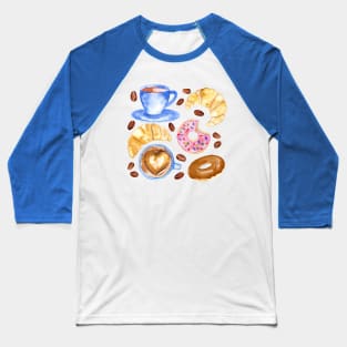 Coffee, Donuts & Croissants Baseball T-Shirt